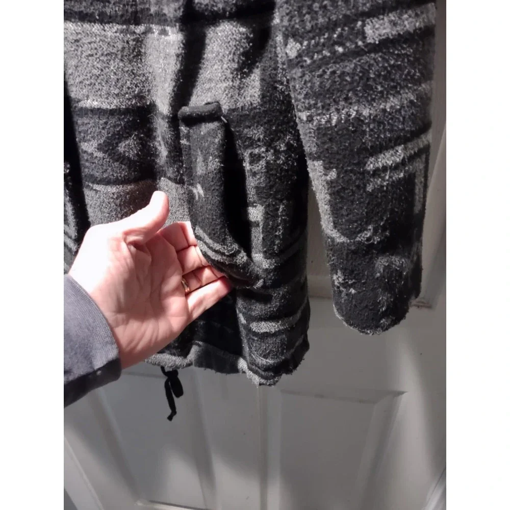 Mossimo Supply‎ Co Womens Grey Black Southwestern Geometric Hooded Parka Coat S